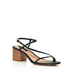 AQUA Women Black Strappy Adjustable Strap Amy Block Heel Buckle Sandals US 7.5